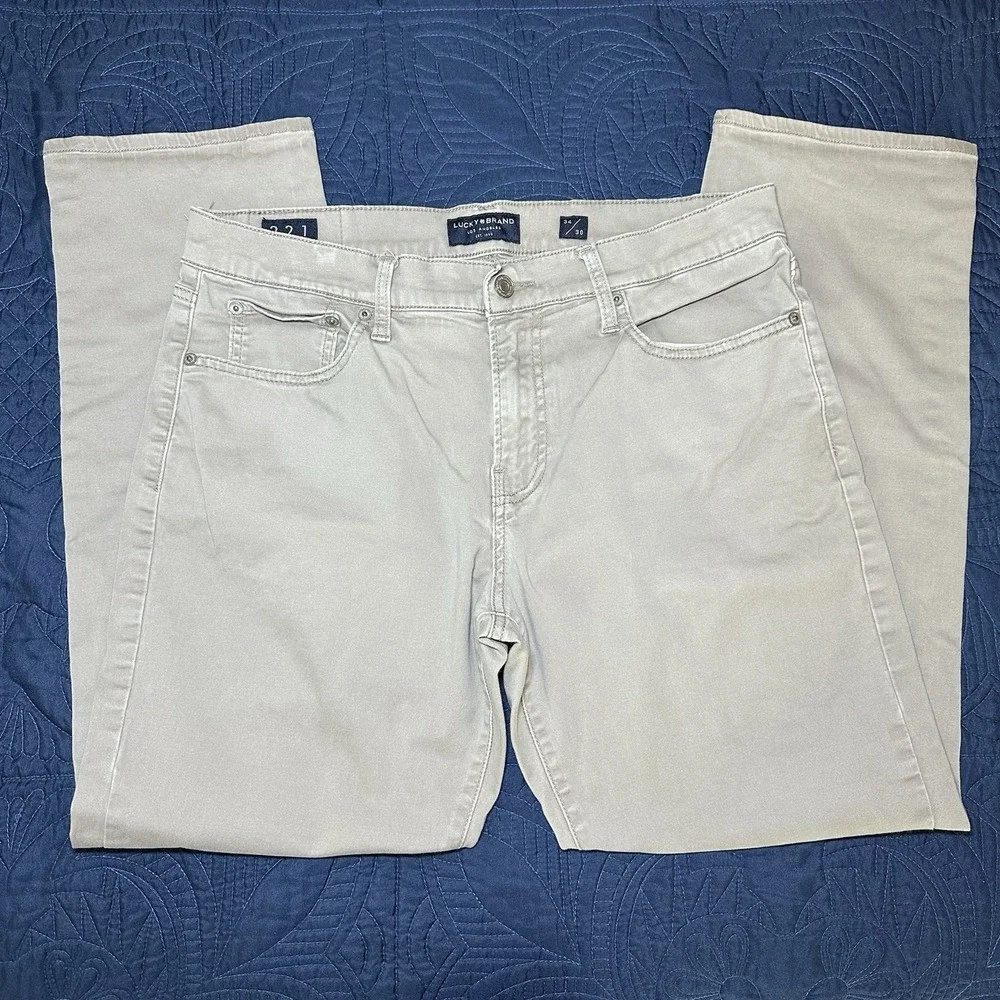 Lucky Brand Men's 221 Slim Straight Leg Size 34x30 Tan Denim Jeans Pants